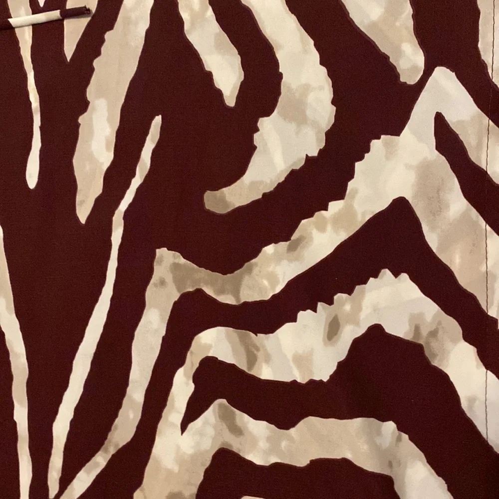 SOHO Brown Cream Zebra Print Kaftan mini dress V neck Short sleeve Resortwear LG - Picture 7 of 9